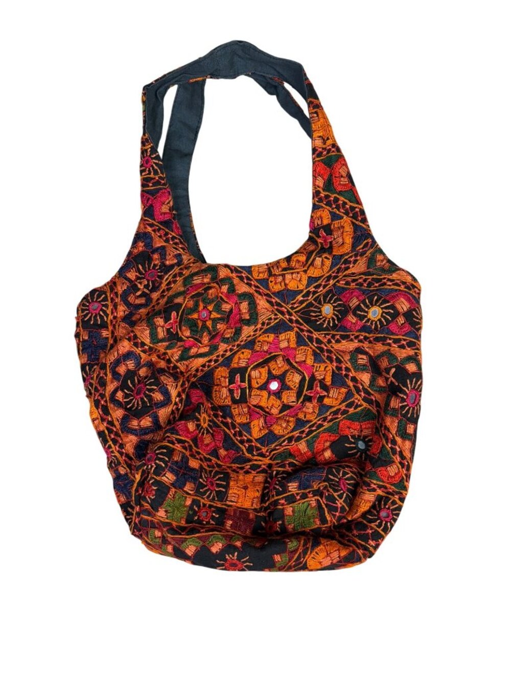 Handmade Colorful Embroidered Boho Shoulder Bag With Zipper Pocket